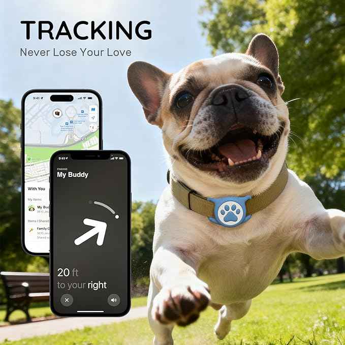 for Airtag Dog Collar Holder, Dog Airtag Holder Waterproof, Lightweight & Soft Silicone Air Tag Case for Pet Collars, Works with Multiple Tracker Tag Products (Black+Blue, 2 Pack)