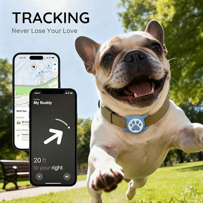 for Airtag Dog Collar Holder, Dog Airtag Holder Waterproof, Lightweight & Soft Silicone Air Tag Case for Pet Collars, Works with Multiple Tracker Tag Products (Blue, 1 Pack)