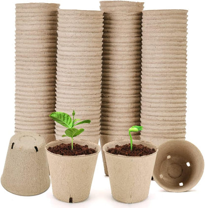 Peat Pot, 126 Packs 3.15 Inch Seed Starting Pots with Drainage Holes Round Nursery Pot, Biodegradable Round Plant Seed Starter Peat Pots Germination Seedling Trays