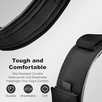 2026 Upgrade Dog Collar with IPX8 Waterproof AirTag Holder,Military Tactical Comfortable Control Handle and Ultra-Durable Metal Buckle/Night Reflective,GPS Collar for Medium to Large Dogs（Black/M）