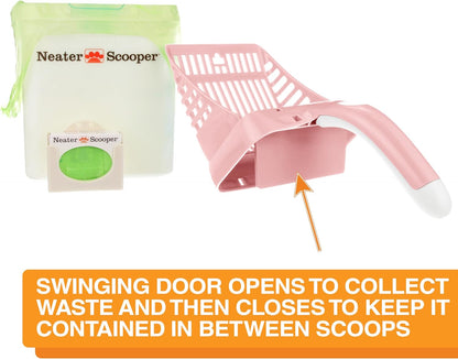 Neater Pet Brands Neater Scooper Standard Cat Litter Scoop, 195 Refill Bags – Mess-Free Cat Litter Scooper with Bag, Spill-Proof Kitty Box Sifter, Bin Doubles as Scoop Holder, For Single-Cat Household