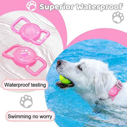 SANKALA Luminous Airtag Dog Collar Holder, [1 Pack] Glittery Waterproof Airtag Holder for Dog, Silicone Full Body Covered Anti-Lost Protective Airtag Case - Fits All Width Pet Collars, Pink Glitter