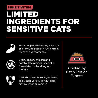Go! Solutions Sensitivities Limited Ingredient, Grain-Free Dry Cat Food, Salmon Recipe for Sensitive Stomach, 12 lb Bag
