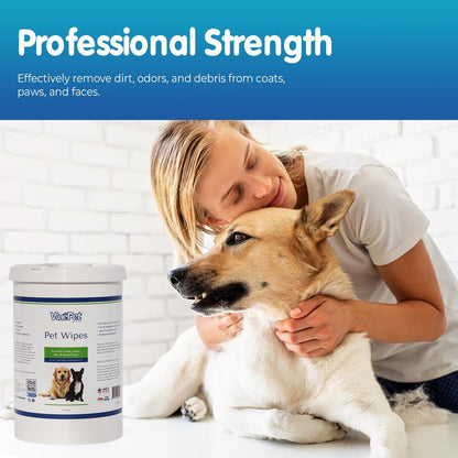 VLUEPET - Pet Wipes for Dogs & Cats | Biodegradable, Natural & Unscented Grooming Wipes for Paws, Coat, Ears, Eyes & Rear | Soft, Durable & Safe for Daily Cleaning, Fragrance-Free | 150 Count