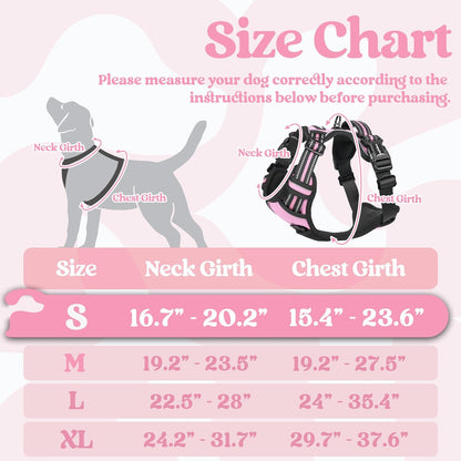 rabbitgoo Dog Harness Small Sized, No Pull Pet Harness with 3 Buckles, Adjustable Soft Padded Vest with Control Handle, Walking Reflective Pet Vest for Small Dogs, Pink, S