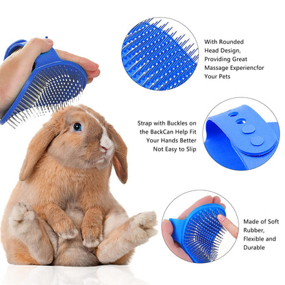 7-Piece Small Pet Grooming Kit with Brush, Nail Clippers, and Adjustable Strap for Rabbits, Hamsters, Guinea Pigs (Blue)