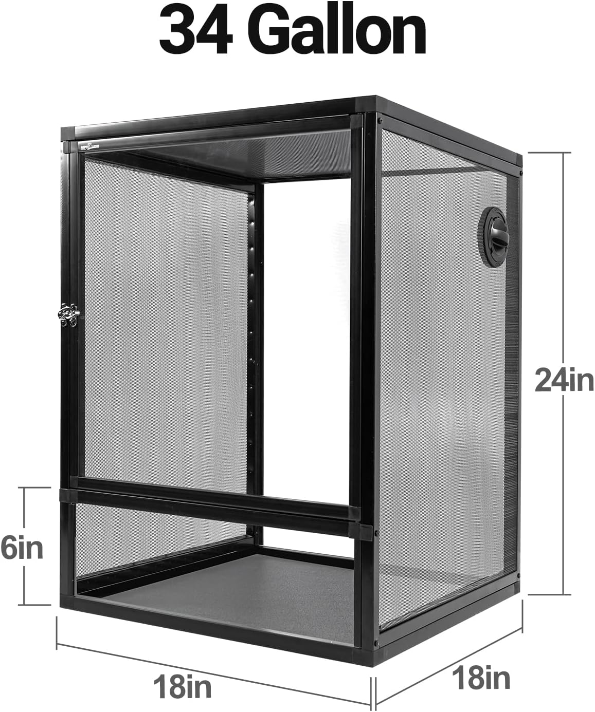 REPTI ZOO 18" x 18" x 24" Front Opening Chameleon Cage with 3-Sided Metal Mesh, 34 Gallon Screen Vertical Terrarium with Background Sticker, Tall Enclosure for Chameleon, Tree Frog, Arboreal Reptiles - Pawvie