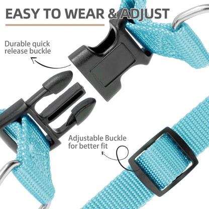 PUPTECK No Pull Dog Harness Soft Adjustable Basic Nylon Step in Puppy Vest Outdoor Walking with ID Tag, SkyBlue, XS