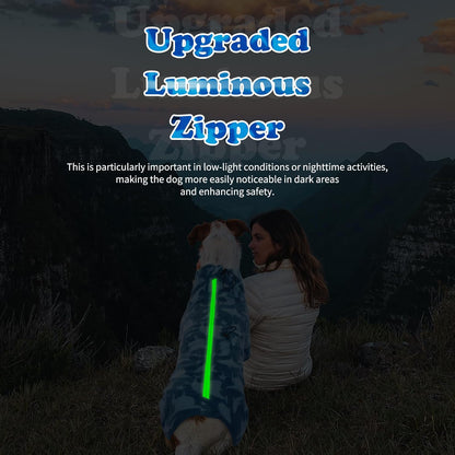 ROZKITCH Pajamas for Dogs Large, Pet Windproof Warm Cold Weather Jacket Vest with Luminous Zipper, Jumpsuit Apparel Outfit Clothes for Large Giant Dog Shark 3XL