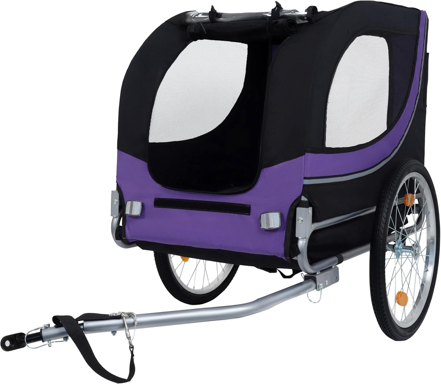 Blue-Grey Large Folding Bike Trailer for Dogs – Heavy-Duty Steel Frame, 66LB Capacity Pet Carrier for All-Terrain Cycling, Jogging & Camping Adventures! - Pawvie