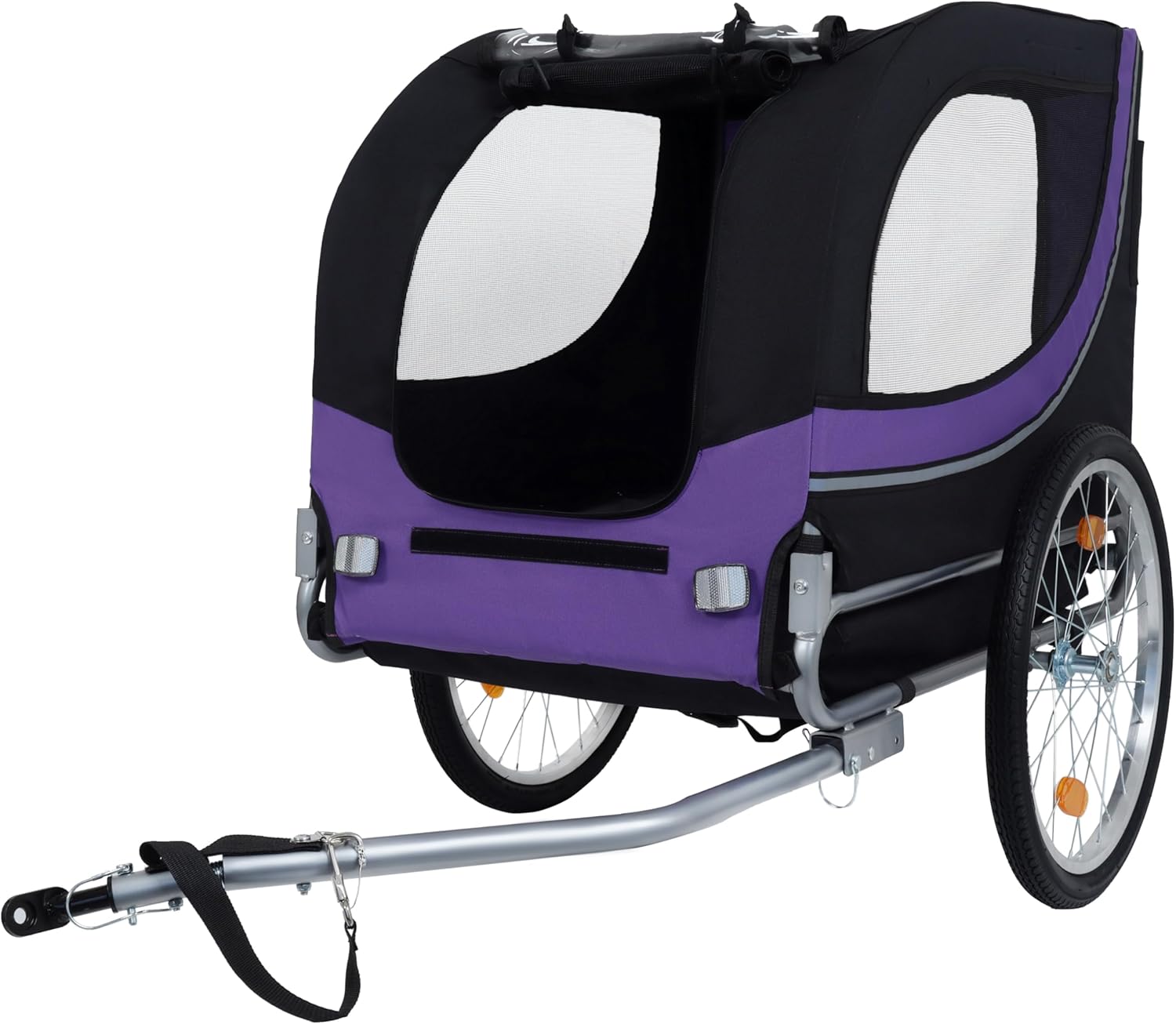 Blue-Grey Large Folding Bike Trailer for Dogs – Heavy-Duty Steel Frame, 66LB Capacity Pet Carrier for All-Terrain Cycling, Jogging & Camping Adventures! - Pawvie