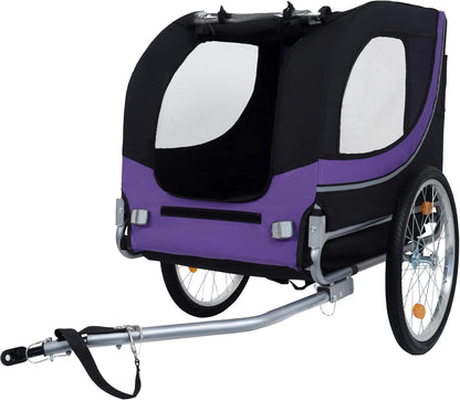 Blue-Grey Large Folding Bike Trailer for Dogs – Heavy-Duty Steel Frame, 66LB Capacity Pet Carrier for All-Terrain Cycling, Jogging & Camping Adventures! - Pawvie