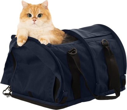 SturdiBag Pro 2.0 Pet Travel Carrier for Cats and Dogs | Soft Sided Pet Carrier Bag with Safety Clips and Seatbelt Straps for Car Travel | XL, Navy - Pawvie