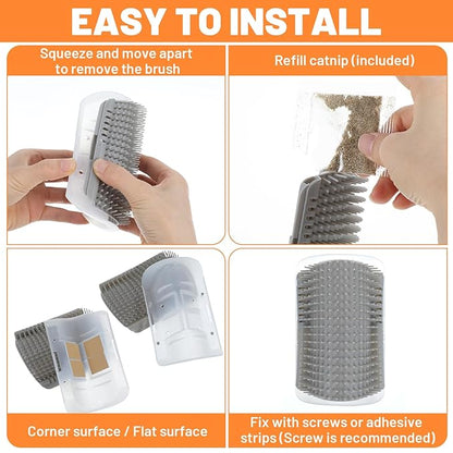 12 Pack Cat Self Groomer – Wall Corner Grooming Brushes for Cats and Small Pets – Soft Silicone Massage Brush for Shedding Control and Face Rubbing (Grey)