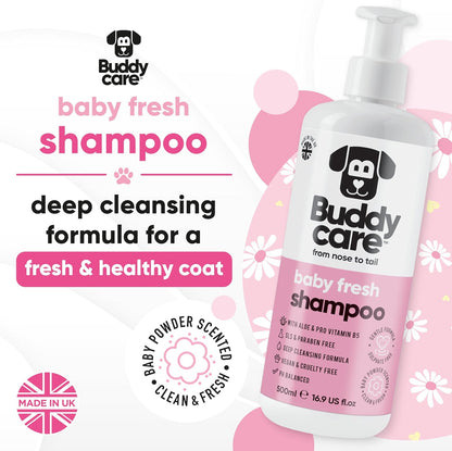 Baby Fresh Dog Shampoo by Buddycare | Deep Cleansing Shampoo for Dogs | Fresh Scented | with Aloe Vera and Pro Vitamin B5 (50.72oz)