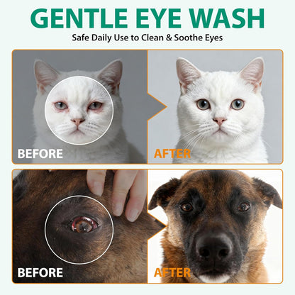 Pet Eye Drops for Dogs & Cats - Gentle Cat Eye Drops for Itchy, Watery Eyes - Safe Eye Wash Solution for Puppies & Kittens - 3.38 oz