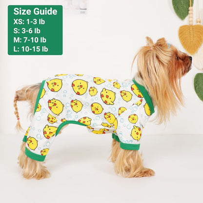 Dog Pajamas Small Sized Dogs Stretchable Summer Dog Clothes Pjs 4 Legs Girl Boy Cute Soft Puppy Outfits Doggie Cat Jammies Jumpsuit Sleeper for Pet, Duckling, M