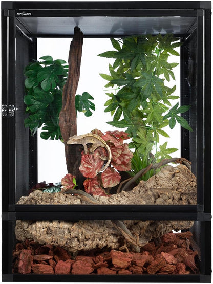 REPTI ZOO 18" x 18" x 24" Front Opening Chameleon Cage with 3-Sided Metal Mesh, 34 Gallon Screen Vertical Terrarium with Background Sticker, Tall Enclosure for Chameleon, Tree Frog, Arboreal Reptiles - Pawvie