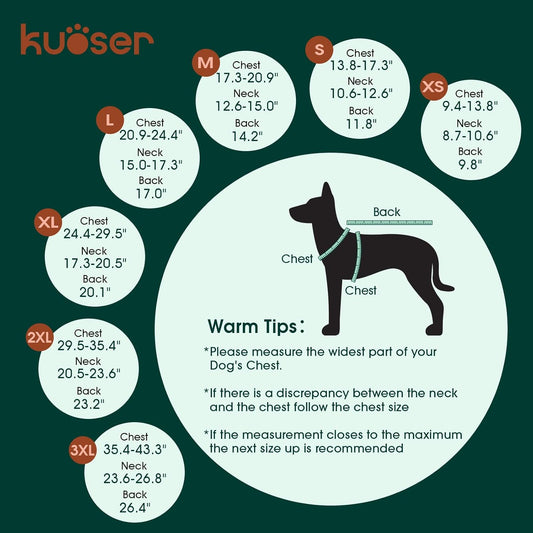 Kuoser Warm Dog Coat, Waterproof Dog Coats for X-Small Dogs, Adjustable Durable Doggie Winter Jacket Reversible Cozy Puppy Cold Weather Apparel from Small to Large Breed, Green XS