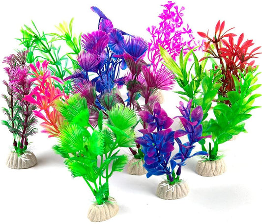 CousDUoBe 12 Pack Artificial Aquarium Plants, Fish Tank Decorations Home Décor(4.5 to 5 inches Tall)