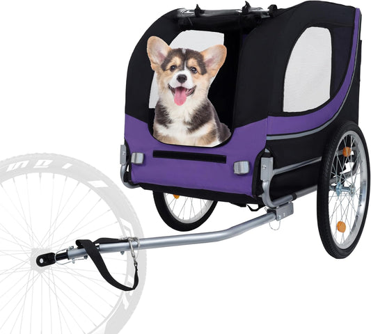 Blue-Grey Large Folding Bike Trailer for Dogs β Heavy-Duty Steel Frame, 66LB Capacity Pet Carrier for All-Terrain Cycling, Jogging & Camping Adventures! - Pawvie