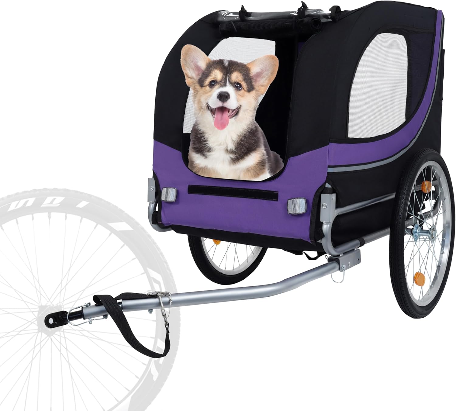 Blue-Grey Large Folding Bike Trailer for Dogs – Heavy-Duty Steel Frame, 66LB Capacity Pet Carrier for All-Terrain Cycling, Jogging & Camping Adventures! - Pawvie