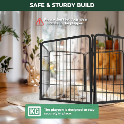 FXW Homeplus Unleashed Indoor Dog Playpen - Stress-Free and Safe Play, Heavy Duty 24 Inch 16 Wire Panels Dog Pen for Puppy and Small Dogs, Black│Patented