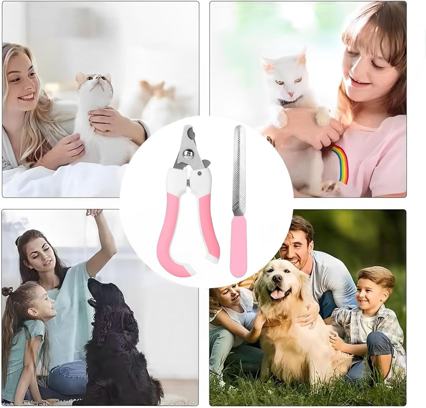 Cat Nail Clippers for Beginners and Groomers - Durable pet trimmer - Supplies with Safety Guard, Avoid Overcutting - Grooming Tool for Small Animals Tiny Dog Indoor Cat Bunny Rabbit Bird Kitten (Pink)