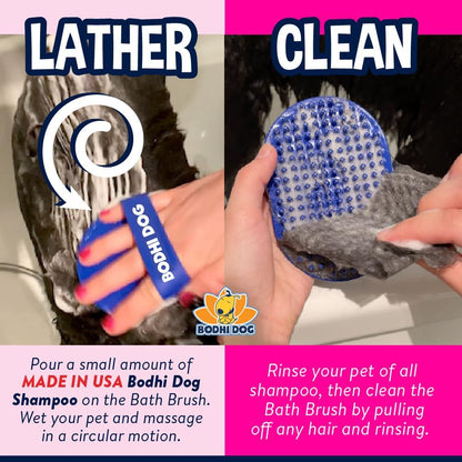 Bodhi Dog Shampoo Brush - Pet Grooming & Bath Supplies for Cats and Dog Bath Brush for Long & Short Hair - Premium Scrubber for Shower, Bathing & Massage - (One Pack, Pink)