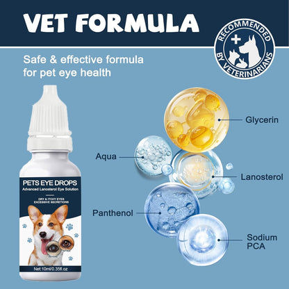 Cataract Drops For Dogs, Natural Safe Dog Eye Drops For Soothe Itching Irritation & Dry Eyes, Improve Eye Vision Clarity, Not For Human Pet Tear Stain Cleaner Suitable for All Animals (2 X 10 ml)