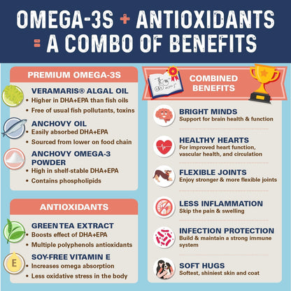 Bernie’s OMG! Omegas Chews for Dogs - 5X Extra Strength DHA+EPA, Fish Oil, Healthy Skin & Coat, Allergy Relief, Joint Supplement (Salmon Flavor)