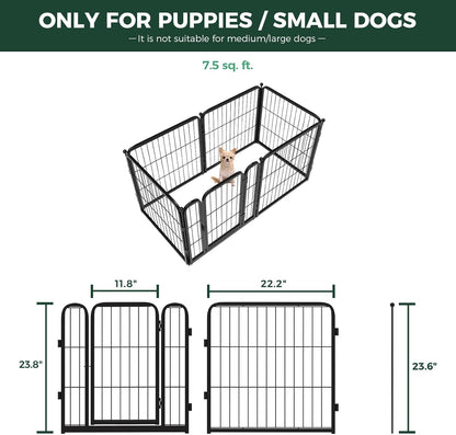 FXW Homeplus Unleashed Indoor Dog Playpen - Stress-Free and Safe Play, Heavy Duty 24 Inch 6 Wire Panels Dog Pen for Puppy and Small Dogs, Black│Patented
