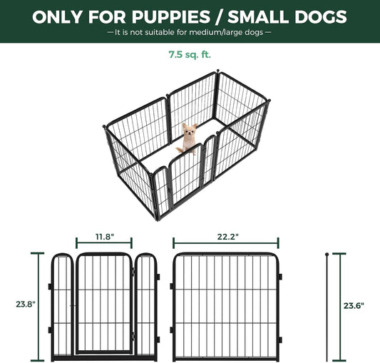 FXW Homeplus Unleashed Indoor Dog Playpen - Stress-Free and Safe Play, Heavy Duty 24 Inch 6 Wire Panels Dog Pen for Puppy and Small Dogs, Black│Patented
