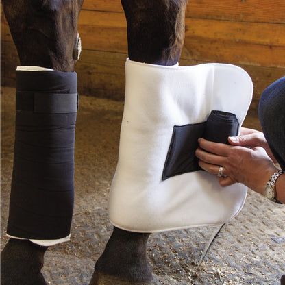 Dura-Tech Combo No Bow Leg Wraps for Horses | Perfect & Quick Bandage Application | Innovative Protection | Heavy-Duty Hook & Loop Closure | White & Black Combo