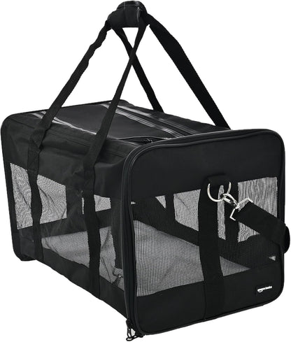 Amazon Basics Soft-Sided Mesh Pet Travel Carrier for Dog, Cat, up to 16 pounds, 16.5" L x 10.6" W x 11" H, Black