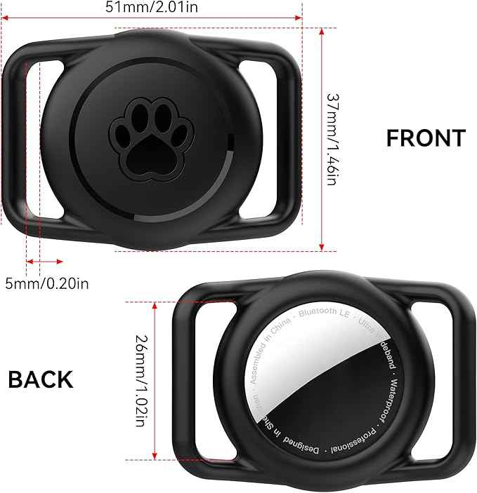 for AirTag Dog Collar Holder 2 Pack Dog Collar with AirTag Holder Waterproof AirTag Holder for Dog Collar, Secure Silicone Case for Apple AirTag 1 & 2, Lightweight Anti-Lost Pet Tracker Mount