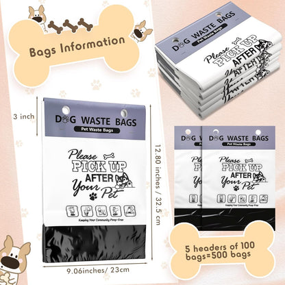 Ireer 500 Pcs Thick Header Dog Waste Bags Bulk Dog Poop Station Refills Pet Waste Bags Thicker Leakproof Disposal No More Warm Yuck Feeling for Home Outdoor Parks Communities Hoas