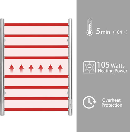 KEG Towel Warmer Wall Mounted with Built-in Timer 8 Bars Electric Stainless Steel Heated Towel Racks for Bathroom, Hot TW-8-PC Towel Warmer 8 bars polish chrome