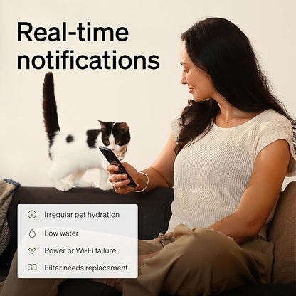 PETLIBRO Cats Water Fountain for Multi Cats, Cat Fountain with RFID Recognition Each Pet, 3L/101oz Pump-Free Cat Water Fountain Stainless Steel Tray, 2.4G Wi-Fi APP Pet Water Fountain x2 Collar Tags
