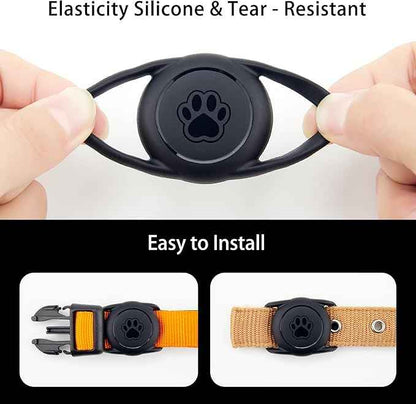 2 Pack for Airtag Dog Collar Holder,IPX8 Waterproof for air Tags-2 Pack,for Apple GPS Tracker Accessories丨Compatible with Apple AirTags丨Fits≤ 1.2" Width Collar for Dog cat Pets（Black+Blue）