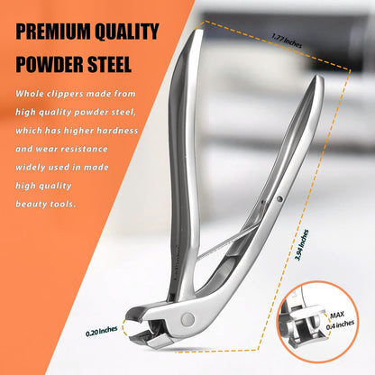 Angled Head Large Toenails Clippers for Seniors, Nail Clipper for Thick Toenails and Fingernails, Nail Cutter with Catcher, Nano Glass Nail Buffer, Gifts for Stocking Stuffers Men Women