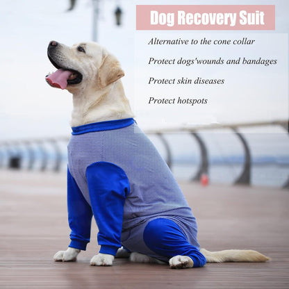 Yeapeeto Dog Onesie Surgery Recovery Suit for Large Medium Bodysuit Dogs Pajamas PJS Full Body for Shedding, Prevent Licking, Wound Protection, Cone Alternative (X-Large, Blue)