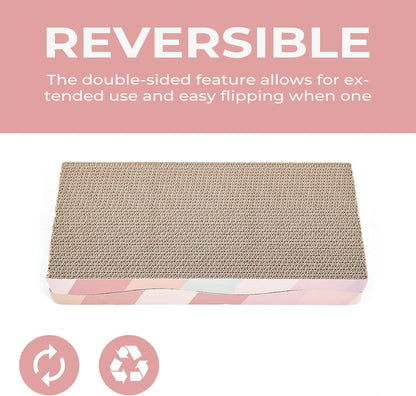 Cat Scratching Pads Cardboard Cat Scratchers for Indoor Cats Reversible Large Wide Corrugated with Catnip and Mini Toy (3pcs)