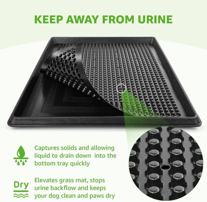 Portable Dog Litter Boxes with 2 Pack Replacement Artificial Grass,Indoor Outdoor Potty Training Turf,Washable Reusable Pee Pad for Dogs, Balcony Fake Grass Pad with Tray(Dog Litter Box, 20''x25'')