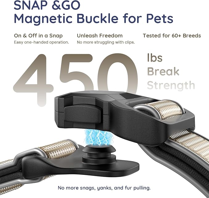 WhoseID Premium AirTag Dog Collar - Waterproof Medium Air Tag Dogs Collar | Magnetic Buckle Heavy Duty Collar | Reflective Dog Collar with AirTag Holder