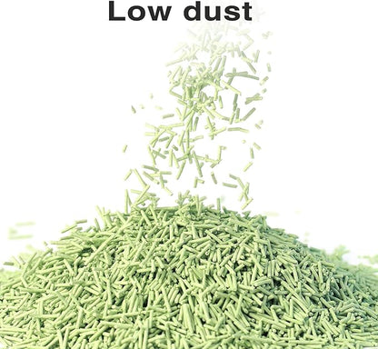 Cat Litter 12LB/2 Packs Dust-Free Clumping Tofu Cat Litter Quickly Absorb Odors Toilet Can Flush Into The Toilet Pure Natural tofu cat Litter (Green Tea)