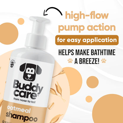 Oatmeal Dog Shampoo by Buddycare | Shampoo for Dogs with Irritated Skin | Relieving and Rehydrating | with Aloe Vera and Pro Vitamin B5 (50.72oz)
