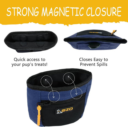 SZO Dog Treat Pouch with Pet Training Clicker, Dog Training Treat Pouch with Waist Belt Clip, Magnetic Closure, Hands-Free Training - Black&Purple