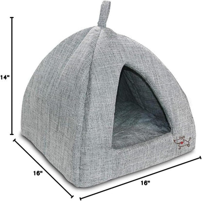 Pet Tent-Soft Bed for Dog and Cat by Best Pet Supplies - Gray Linen, 16" x 16" x H:14"