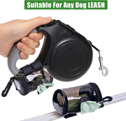 Dog Waste Bag Dispenser Poop Bag Dispenser for Leash Accessory dog Poop Bag Holders Fits Dog Leash Include Hand Free Holder, Clear, No-PUXYB